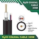 RG59 Coaxial Cable with 2core 1.5mm power cable 305m