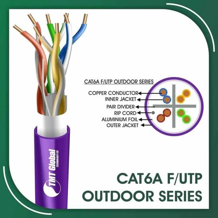 Cat6a f utp cable 6axx5b pe outdoor 23 awg 4 pair 305m