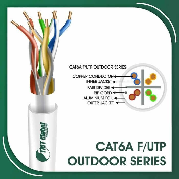 Cat6a f utp cable 6axx5b pe outdoor 23 awg 4 pair 305m