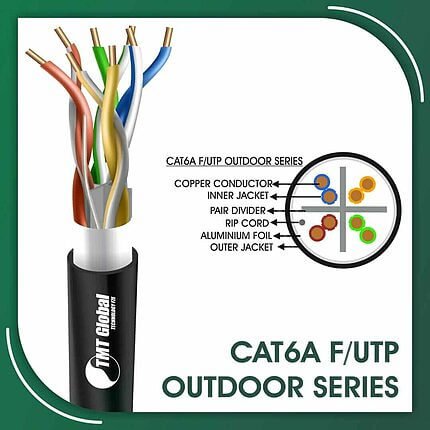 Cat6a f utp pe outdoor cable 23 awg 4 pair 305m 6axx7b Series Cat6a F utp cable 6axx2b PE Outdoor 23 awg 4 pair 305m Cat6a f utp cable 6axx5b pe outdoor 23 awg 4 pair 305m