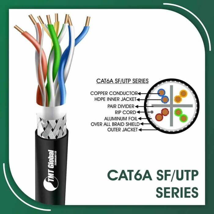 Cat6a sf utp cable 6axx5b pe outdoor 23 awg 4 pair 305m Cat6a sf utp 6axx6m PE Outdoor Cable 23 awg 4 pair 305m Cat6a sf utp cable 6axx2b pe outdoor 23 awg 4 pair 305m