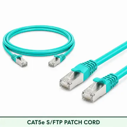 Cat5e S/FTP 5X4SBXXX Series | 24 AWG Network Patch Cord aqua color