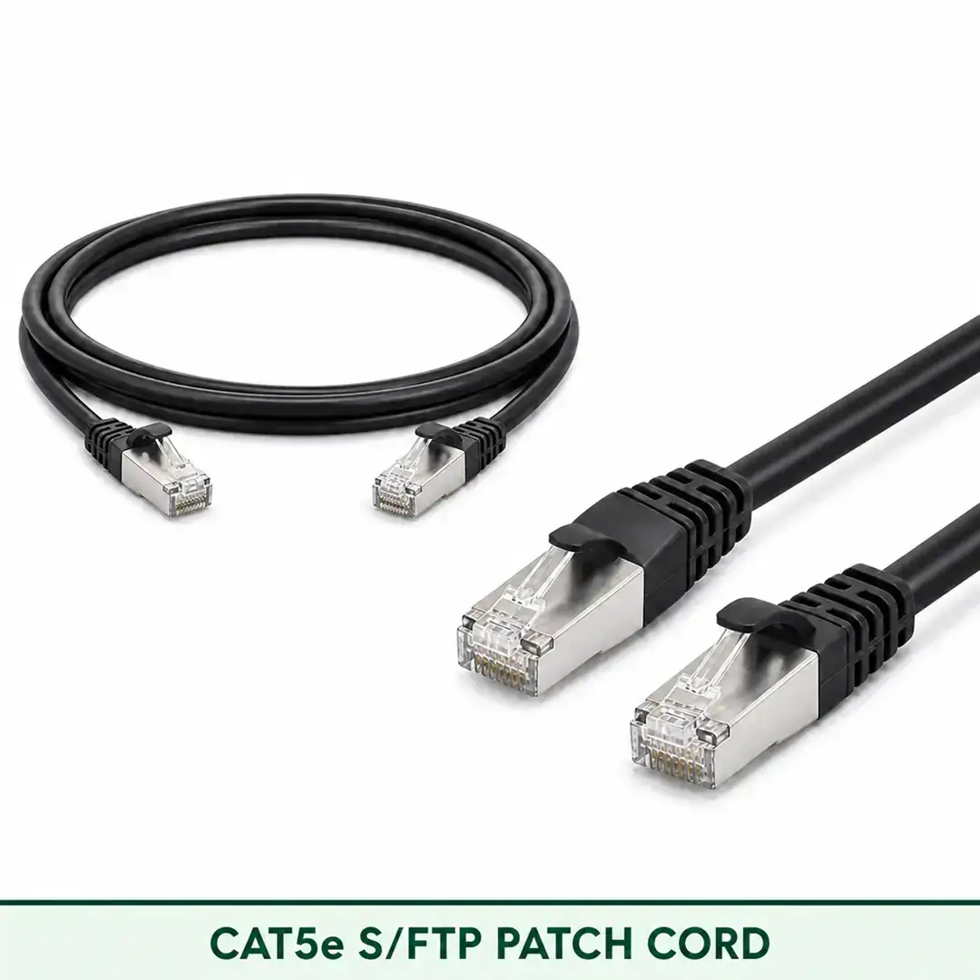 Cat5e S/FTP 5X4SMXXX Series | 24 AWG Network Patch Cord black color Cat5e S/FTP 5X4SMXXX Series | 24 AWG Network Patch Cord black color