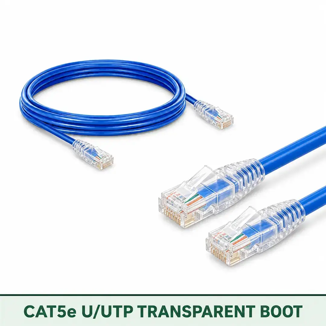 Cat5e U/UTP 5X4RMULXXX Series | 24 AWG Transparent Network Patch Cord blue color Cat5e U/UTP 5X4RMULXXX Series | 24 AWG Transparent Network Patch Cord blue color