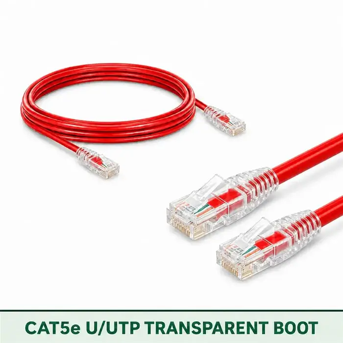 Cat5e U/UTP 5X4RMULXXX Series | 24 AWG Transparent Network Patch Cord red color