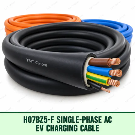 H07BZ5-F single-phase AC EV charging cable with three power cores and pilot conductor, TMT Global