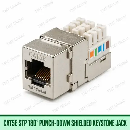 Cat5e STP 180-degree punch-down shielded keystone jack, TMT Global