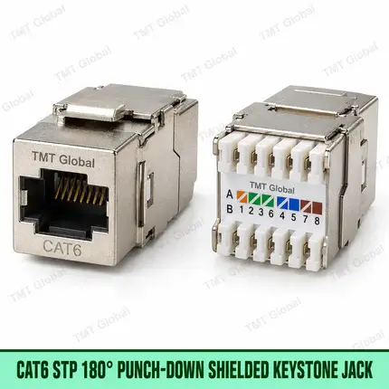 Cat6 STP 180-degree punch-down shielded keystone jack, TMT Global