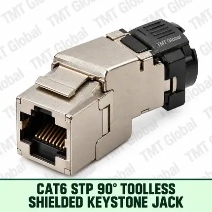 Cat6 STP 90-degree tool-less shielded keystone jack, TMT Global