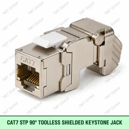 Cat7 STP 90 degree toolless shielded keystone jack by TMT Global