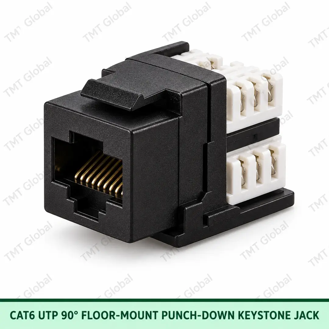 Cat6 UTP 90 degree floor mount punchdown keystone jack by TMT Global Cat6 UTP 90 degree floor mount punchdown keystone jack by TMT Global