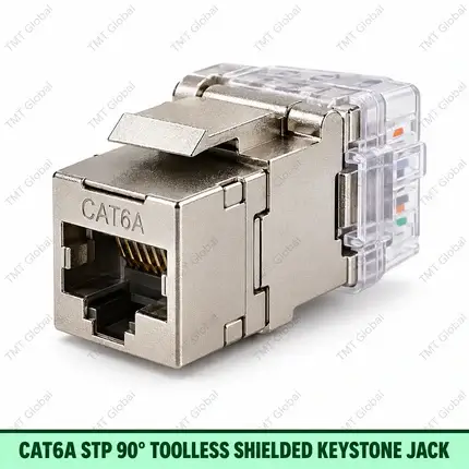 Cat6A STP 90 degree toolless shielded keystone jack by TMT Global