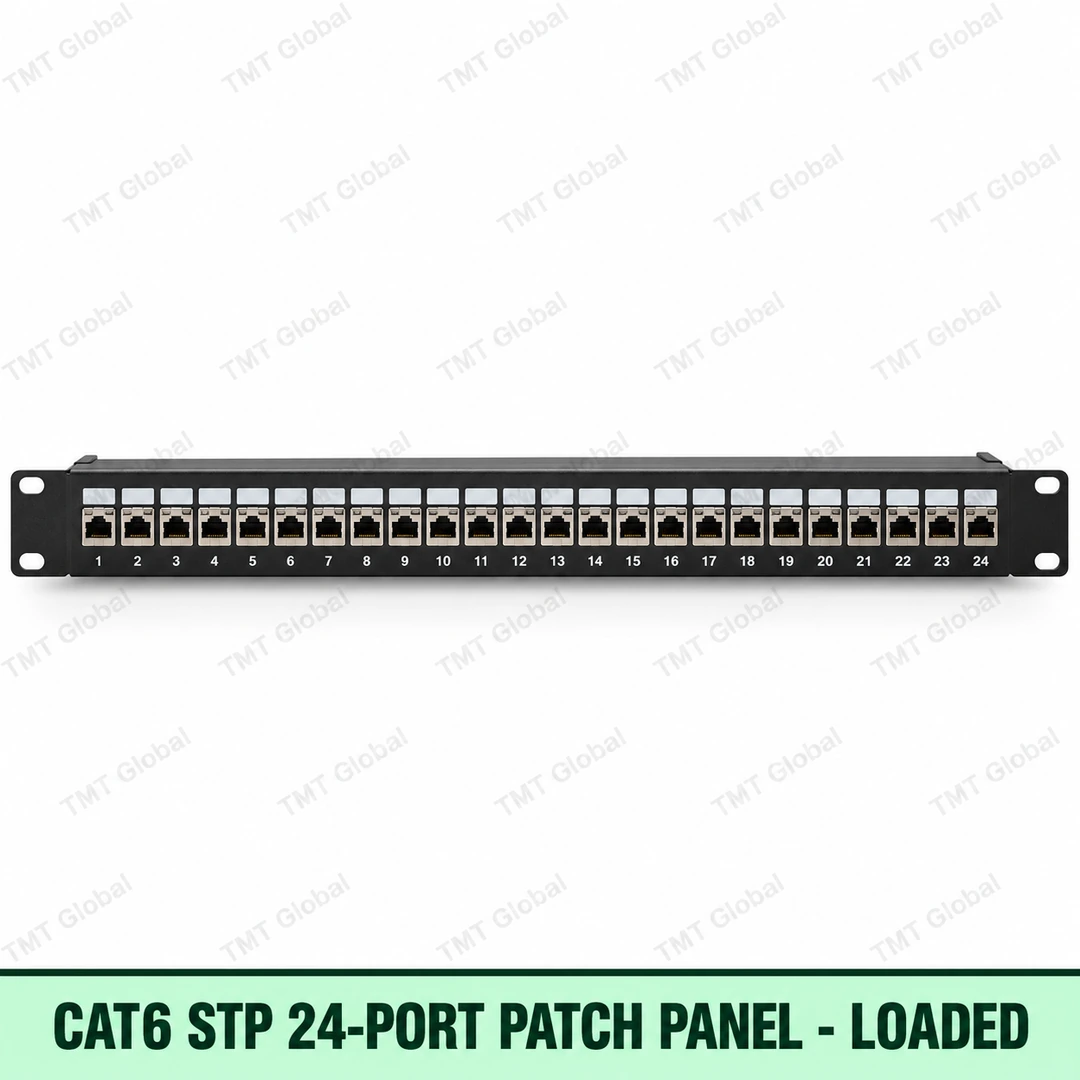 Cat6 STP 24-Port Patch Panel Loaded by TMT Global Cat6 STP 24-Port Patch Panel Loaded by TMT Global