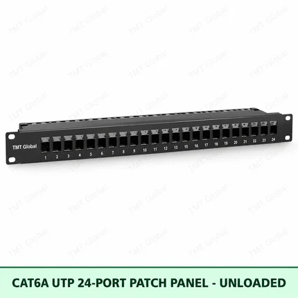 Cat6A UTP 24-Port Patch Panel – Unloaded