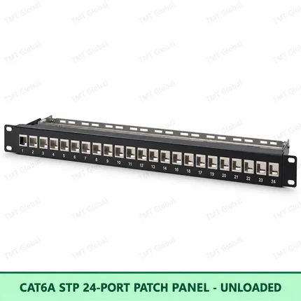 Cat6A STP 24-Port Patch Panel – Unloaded