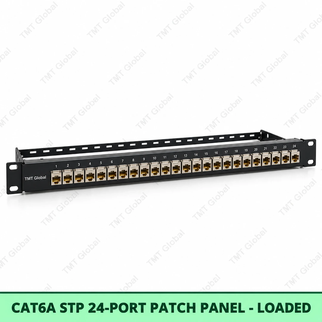 Cat6A STP 24-Port Patch Panel – Loaded Cat6A STP 24-Port Patch Panel – Loaded