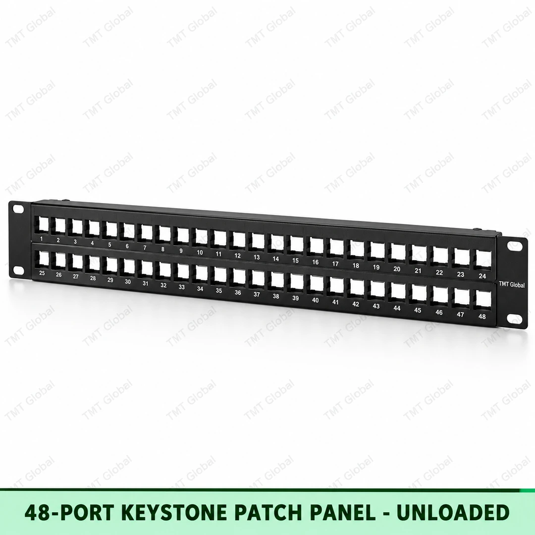 Universal 48-Port Keystone Patch Panel | Unloaded by TMT Global Universal 48-Port Keystone Patch Panel | Unloaded by TMT Global