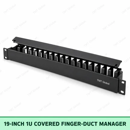 19-inch 1U covered finger duct cable manager by TMT Global