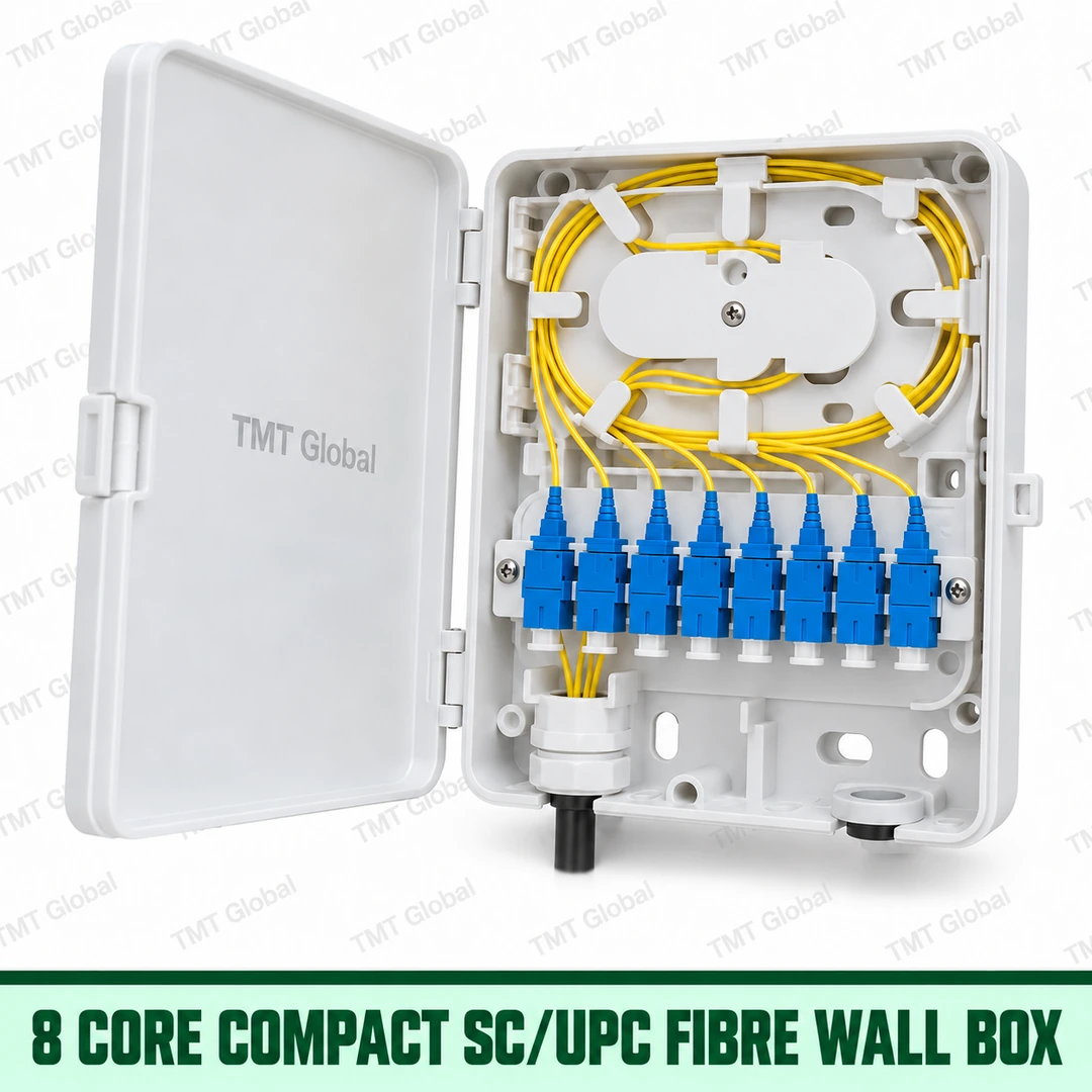 8-core compact indoor SC/UPC fibre wall box, TMT Global 8-core compact indoor SC/UPC fibre wall box, TMT Global