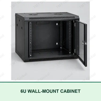 TMT Global 6U wall-mount 19-inch network cabinet with lockable glass door