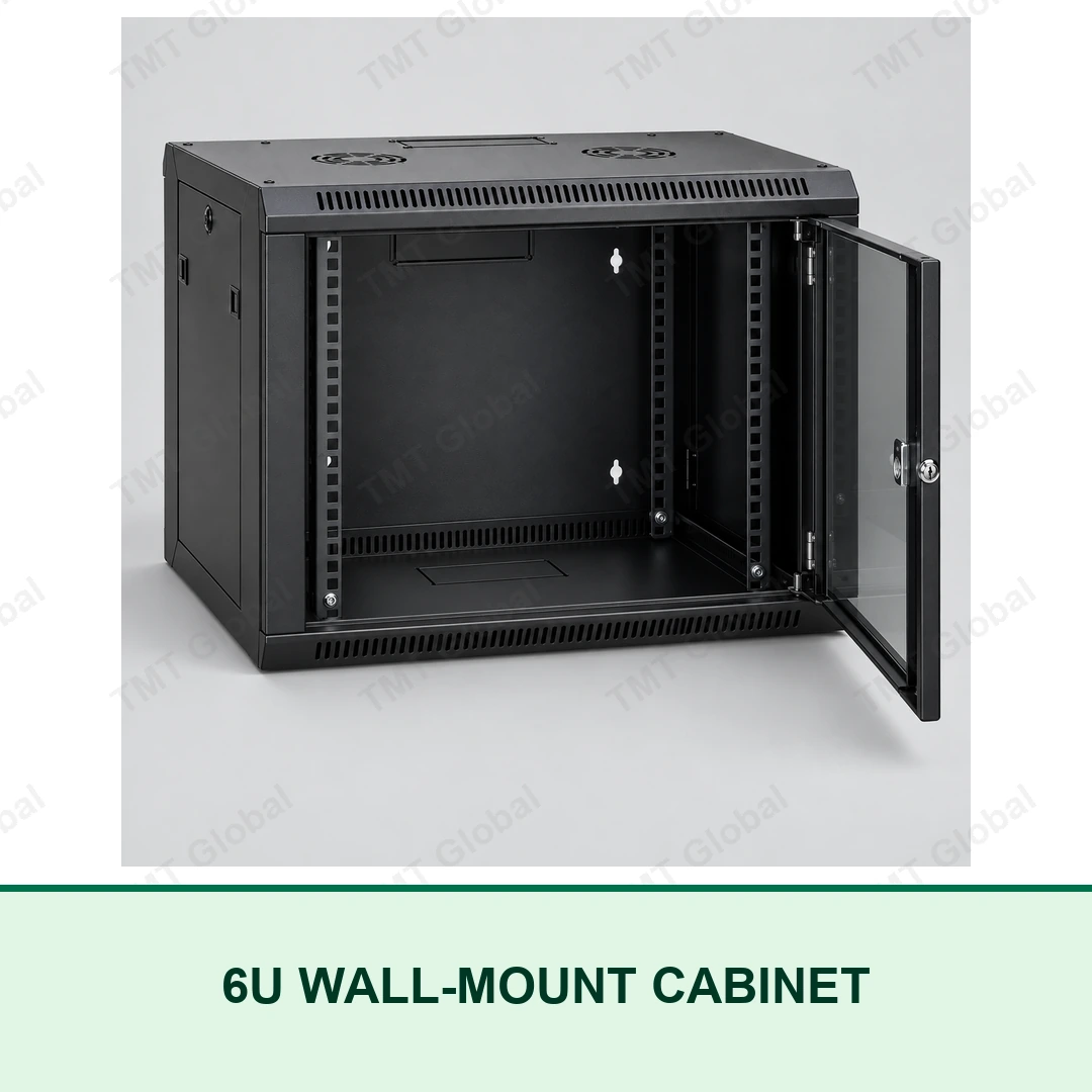 TMT Global 6U wall-mount 19-inch network cabinet with lockable glass door TMT Global 6U wall-mount 19-inch network cabinet with lockable glass door