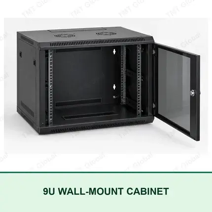TMT Global 9U wall-mount 19-inch network cabinet with lockable glass door