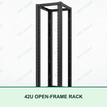 TMT Global 42U 4-post black open-frame server rack for 19-inch network equipment