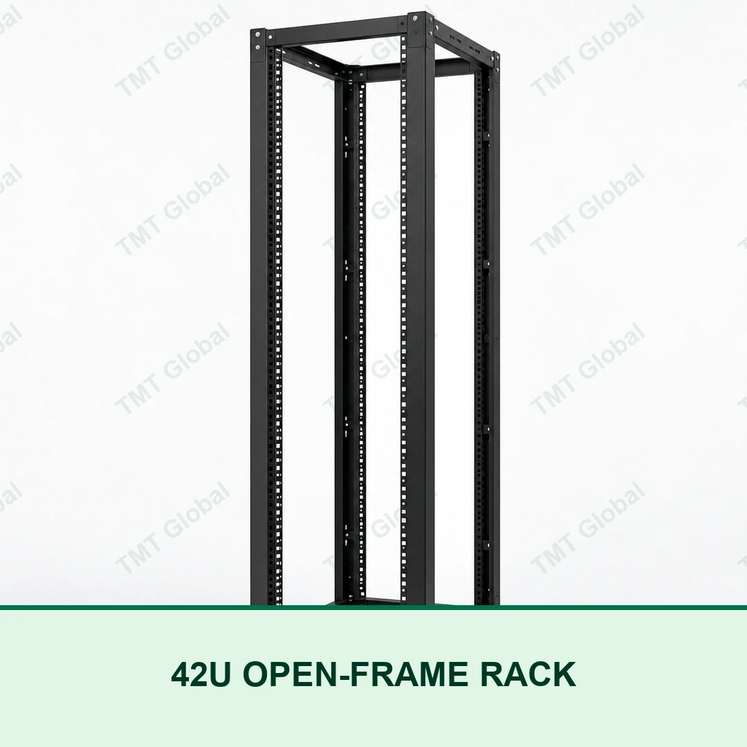 TMT Global 42U 4-post black open-frame server rack for 19-inch network equipment TMT Global 42U 4-post black open-frame server rack for 19-inch network equipment
