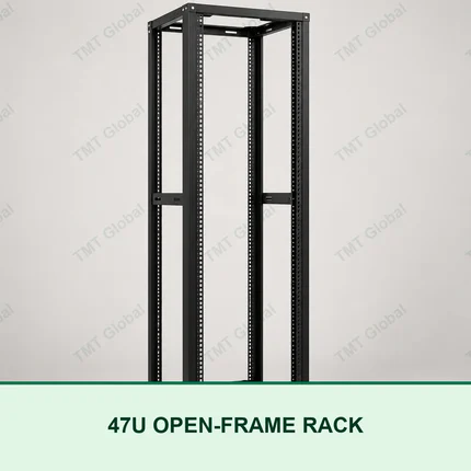 TMT Global 47U 4-post black open-frame server rack for 19-inch network equipment