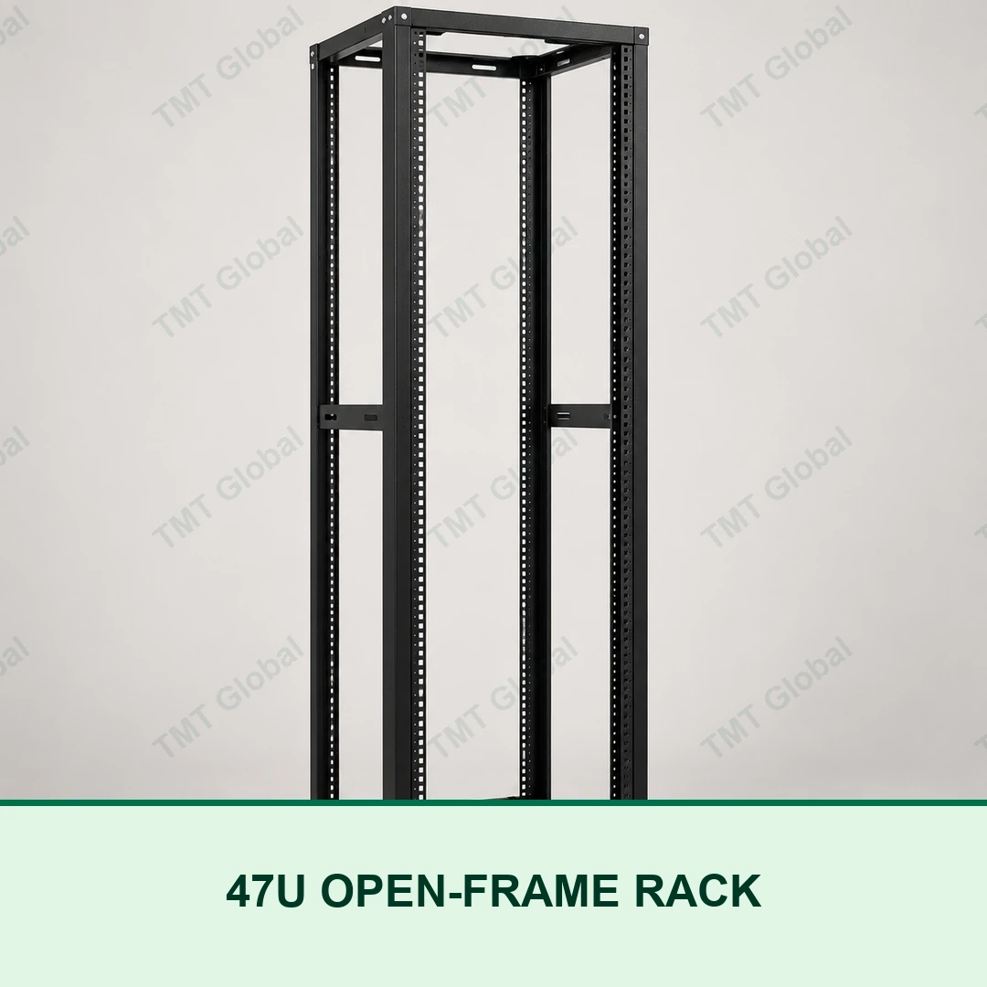 TMT Global 47U 4-post black open-frame server rack for 19-inch network equipment TMT Global 47U 4-post black open-frame server rack for 19-inch network equipment
