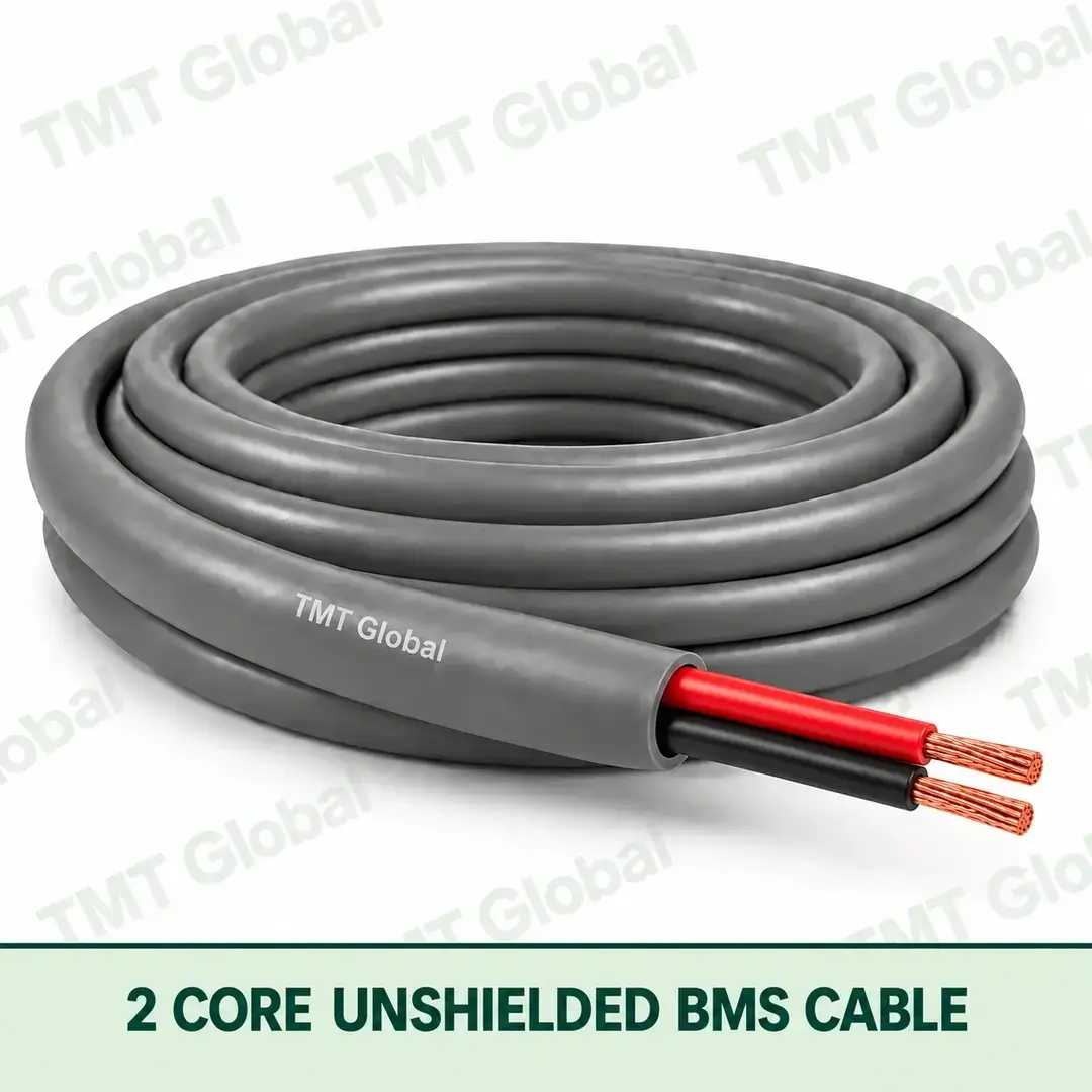 TMT Global 2 Core Unshielded BMS Cable product cable with 2 clearly visible conductors; unshielded. TMT Global 2 Core Unshielded BMS Cable product cable with 2 clearly visible conductors; unshielded.