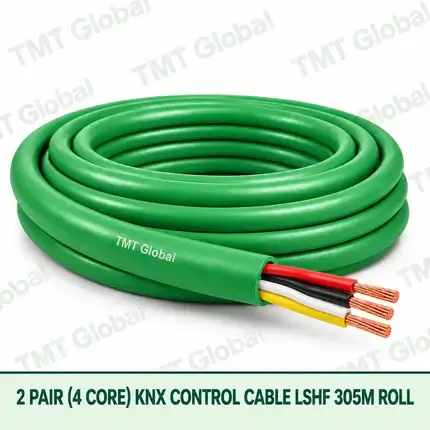TMT Global green LSZH KNX control cable, two pairs and four copper cores.