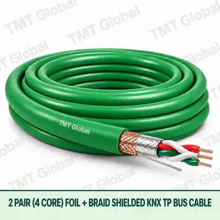 TMT Global 2 pair 4 core KNX TP bus cable with foil and braid shielding.