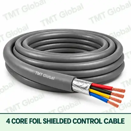 TMT Global 4 core Foil Shielded Control Cable, with 4 visible copper conductors; foil shielded.