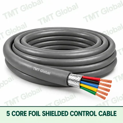 TMT Global 5 core Foil Shielded Control Cable, with 5 visible copper conductors; foil shielded.