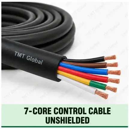 TMT Global 7 core Unshielded Control Cable, with 7 visible copper conductors; unshielded.