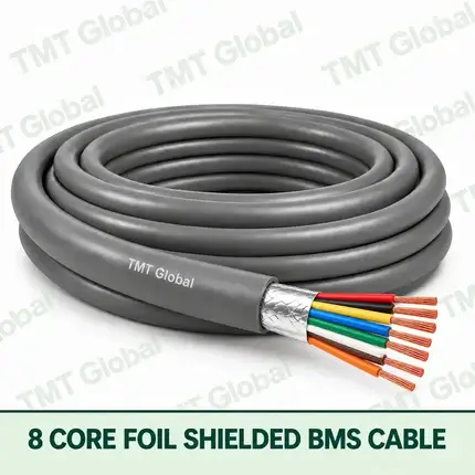 TMT Global 8 Core Foil Shielded BMS Cable product cable with 8 clearly visible conductors; foil shielded.