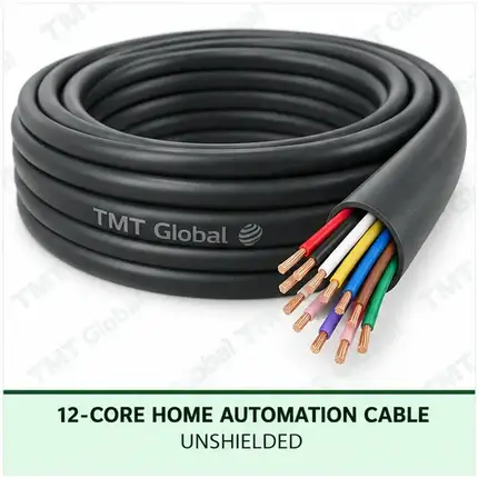 TMT Global 12 core unshielded home automation cable, with 12 colored copper conductors.