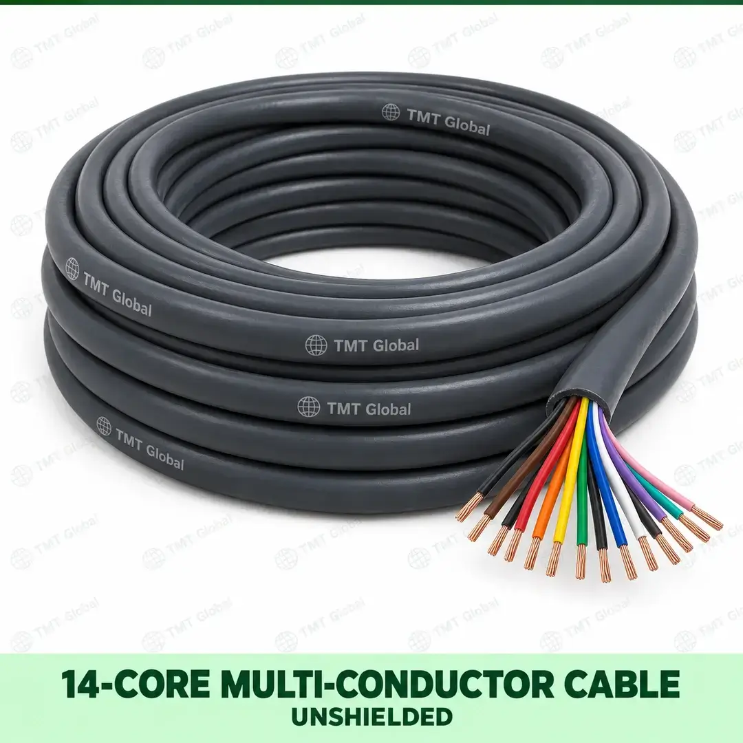 TMT Global 14 core unshielded multi-conductor cable, with 14 individually insulated copper conductors. TMT Global 14 core unshielded multi-conductor cable, with 14 individually insulated copper conductors.