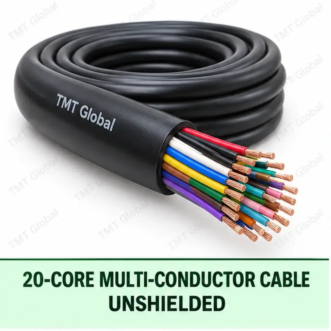 TMT Global 20 core unshielded multi-conductor cable, with 20 individually insulated copper conductors. TMT Global 20 core unshielded multi-conductor cable, with 20 individually insulated copper conductors.