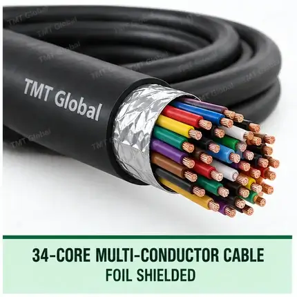TMT Global 34 core foil shielded multi-conductor cable, with 34 individually insulated copper conductors.