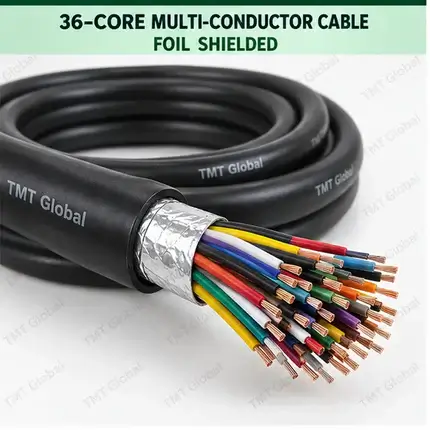 TMT Global 36 core foil shielded multi-conductor cable, with 36 individually insulated copper conductors.