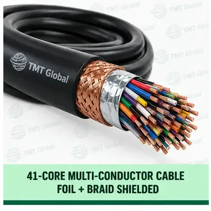 TMT Global 41 core foil + braid shielded multi-conductor cable, with 41 individually insulated copper conductors.