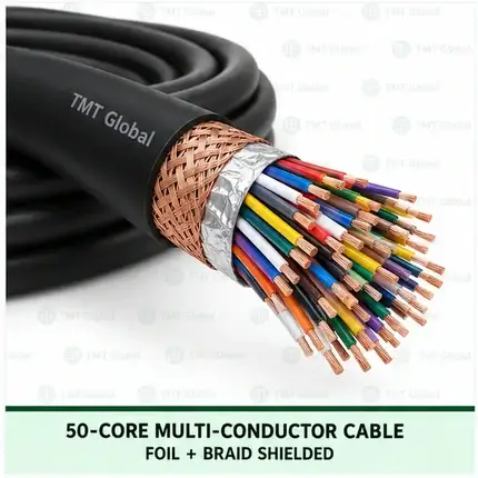 TMT Global 50 core foil + braid shielded multi-conductor cable, with 50 individually insulated copper conductors.