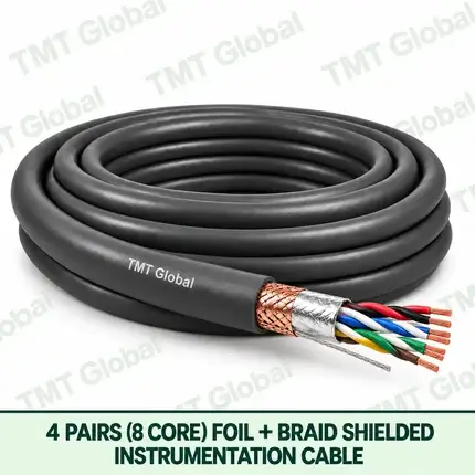 TMT Global 4 pair 8 core foil and braid shielded instrumentation cable, with twisted pairs visible