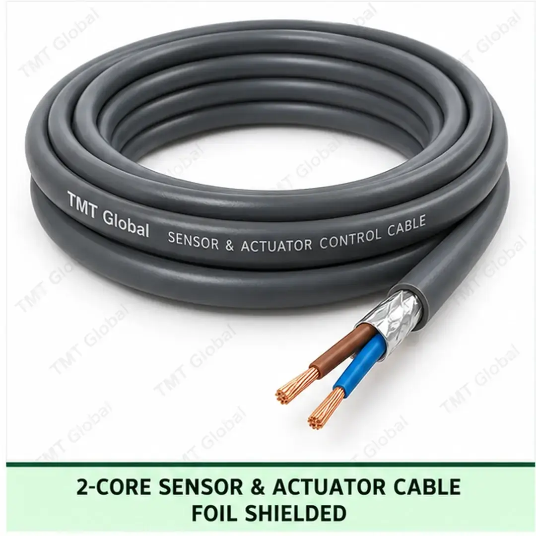TMT Global 2 core foil shielded sensor and actuator cable, with 2 visible conductors. TMT Global 2 core foil shielded sensor and actuator cable, with 2 visible conductors.