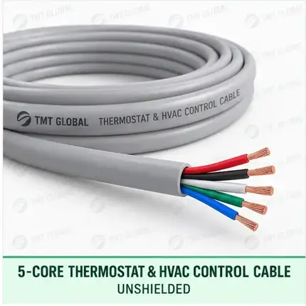 TMT Global 5 core unshielded thermostat and HVAC control cable, with 5 insulated copper conductors.