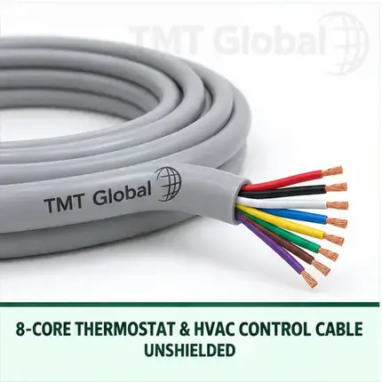 TMT Global 8 core unshielded thermostat and HVAC control cable, with 8 insulated copper conductors.