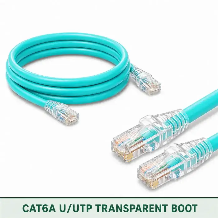 Cat6A U/UTP 6A3RMULXXX Series | 23 AWG Transparent Network Patch Cord aqua color