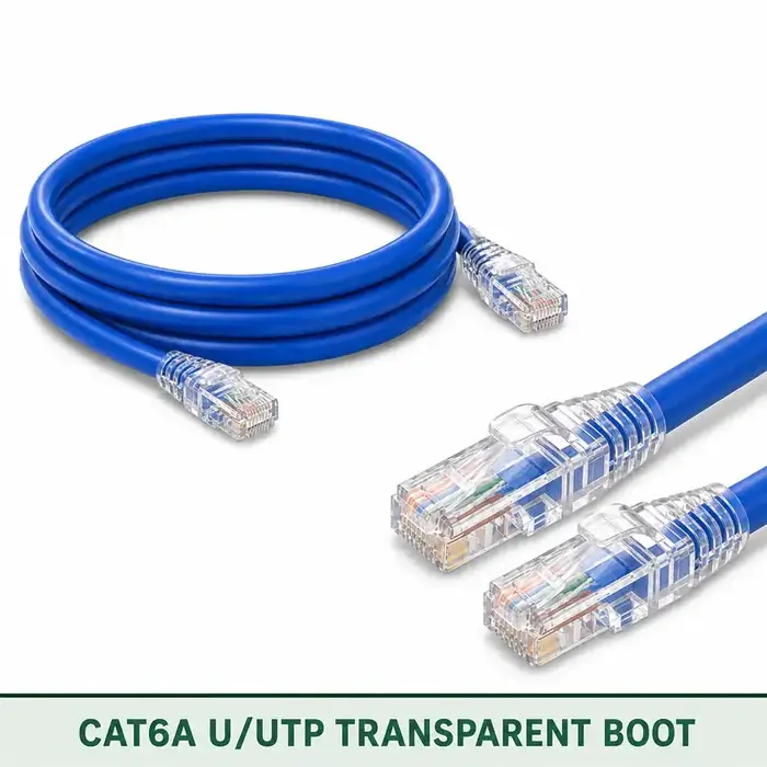 Cat6A U/UTP 6A3RMULXXX Series | 23 AWG Transparent Network Patch Cord blue color